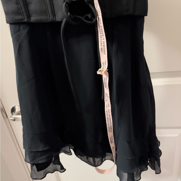 Oh Polly Asymmetric Corset Frill Mini Dress in Black - Picture 10 of 15